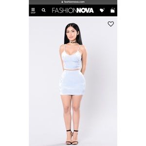 Velvet baby blue matching set